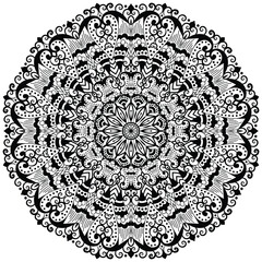 Abstract mandala pattern, round frame. Floral henna or mehndi style mandala design. Decorative pattern in oriental style.  