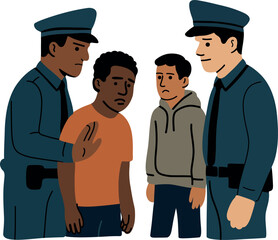 Teenagers Questioned by Police Officers