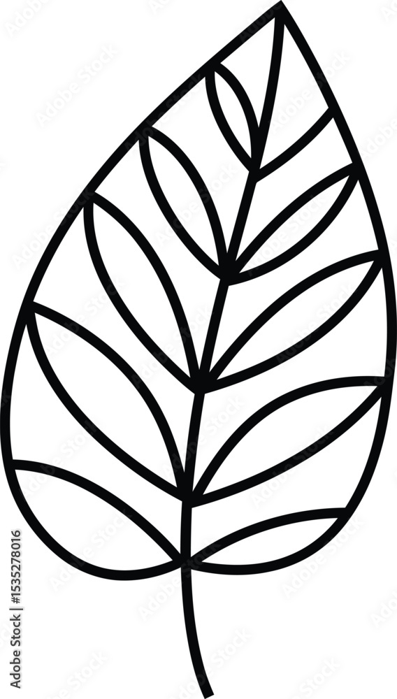 Poster geometric leaf outline with pattern - ai generative