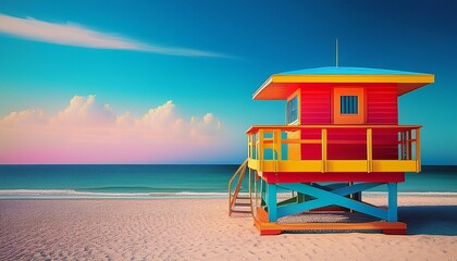 Obraz premium siesta key beach florida usa colorful lifeguard house