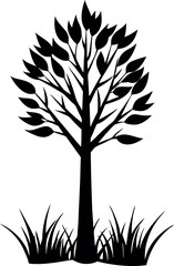 Obraz premium Black Silhouette of Tree with Grass