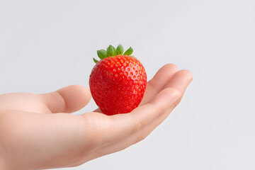 Obraz premium Close-up of a Strawberry Held by Hand