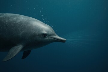 Naklejka premium Underwater echolocation of a toothed whale in high detail and soft light