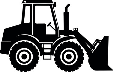 Black and White Wheel Loader Silhouette icon