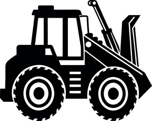 Black and White Wheel Loader Silhouette icon