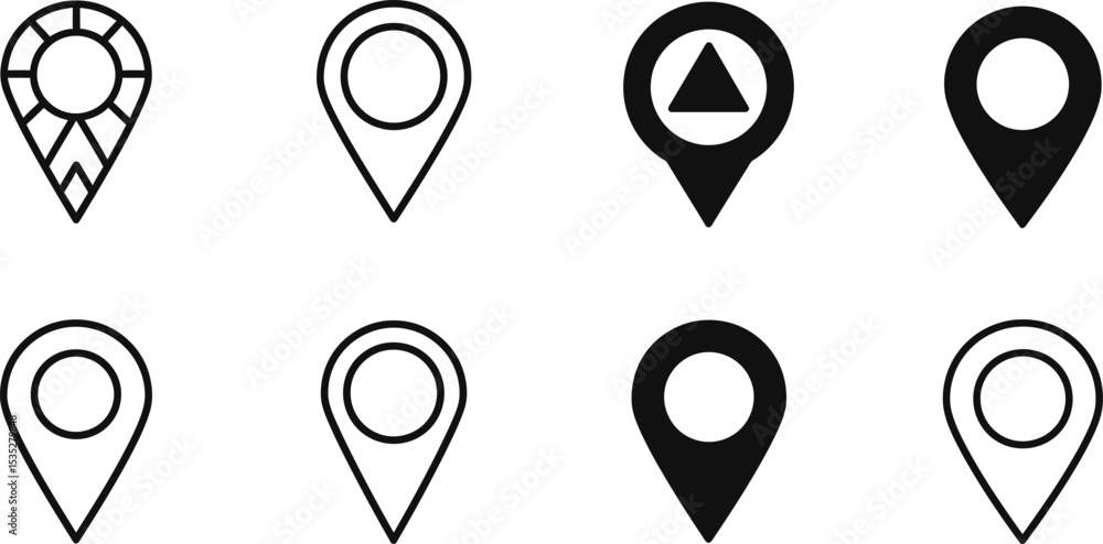 Aufkleber abstract map pin icon collection - ai generative