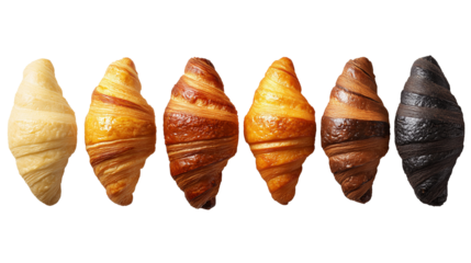 Croissant Dough Shown in Six Baking Stages