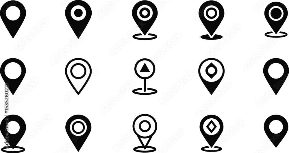 Poster various geolocation pin icons - ai generative