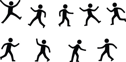 Black Stick Figure Movement Poses - AI Generative
