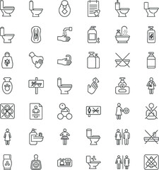 Fototapeta premium Bathroom & Toilet Minimalist Line Icons - 36 Vector Set