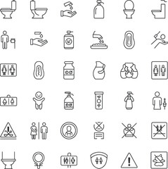 Bathroom & Toilet Minimalist Line Icons - 36 Vector Set