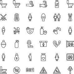 Bathroom & Toilet Minimalist Line Icons - 36 Vector Set