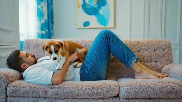 愛犬との穏やかな時間、家族の一員、癒しのペット
