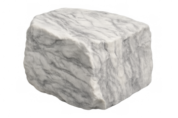 Realistic white marble surface featuring natural veining pattern, transparent backdrop highlighting pristine stone texture for design purposes