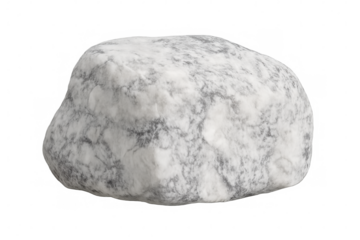 Realistic white marble rock with gray veins, isolated on transparent background, perfect for architectural visualizations or nature-themed designs
