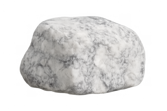 Realistic white marble rock with gray veins, isolated on transparent background, perfect for architectural visualizations or nature-themed designs