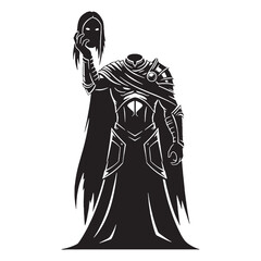 Here's a Shadowy Powerful Dullahan Demon Horseman Graphic, with a Strong and Scary Feel - dullahan silhouette - dullahan vector - silhouette of dullahan - Dullahan illustration
