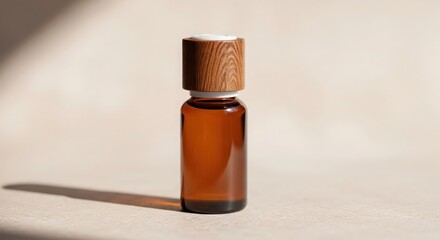 Amber Glass Bottle with Wooden Cap for Essential Oils and Aromatherapy Natural Product Packaging for Wellness and Self Care Remedies