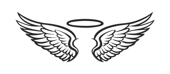 Black and white svg vector angel wings, valentine's day icon © Rolandas
