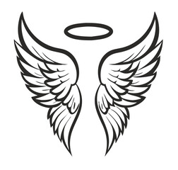Black and white svg vector angel wings, valentine's day icon