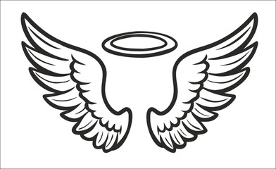 Black and white svg vector angel wings, valentine's day icon