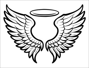 Black and white svg vector angel wings, valentine's day icon