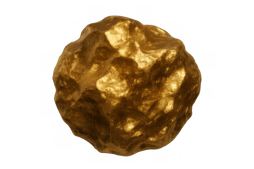 Rotating gold nugget on transparent background, ideal for wealth, investment and luxury concepts