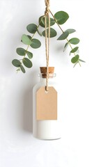 Clean White Pharmacy Bottle Mockup with Eucalyptus