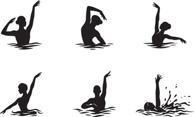 Synchronized Swimming Silhouettes - Aquatic Dance Sport
