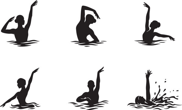 Synchronized Swimming Silhouettes - Aquatic Dance Sport
