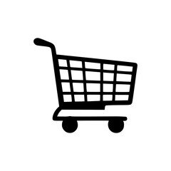 flat ecommerce cart silhouette black outline vector shopping cart icon