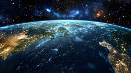 Fototapeta premium Earth from Space: Night View of Europe and Africa