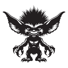 Hidden Dark Gremlin Sneaky Being Depiction Outline, Always Ready for a Prank - gremlin silhouette - gremlin vector - silhouette of gremlin - Gremlin illustration
