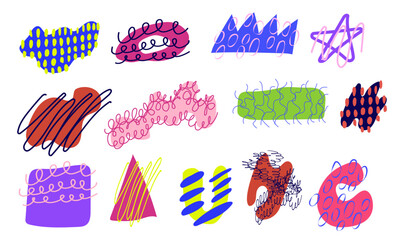 Colorful Abstract Doodle Shapes Collection on White Background