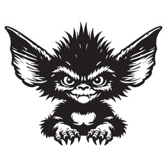 Ugly Vector Gremlin Little Annoying Creature Concept Image, Always Ready to Cause Problems - gremlin silhouette - gremlin vector - silhouette of gremlin
