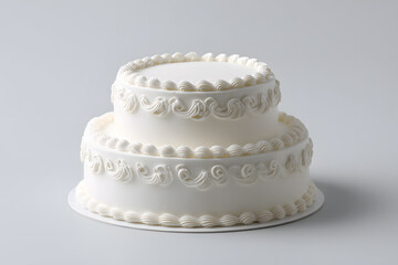 Elegant Two-Tier Cake with White Cream Template Isolated on White backdrop