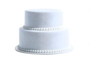 Elegant Two-Tier Cake with White Cream Template Isolated on White backdrop