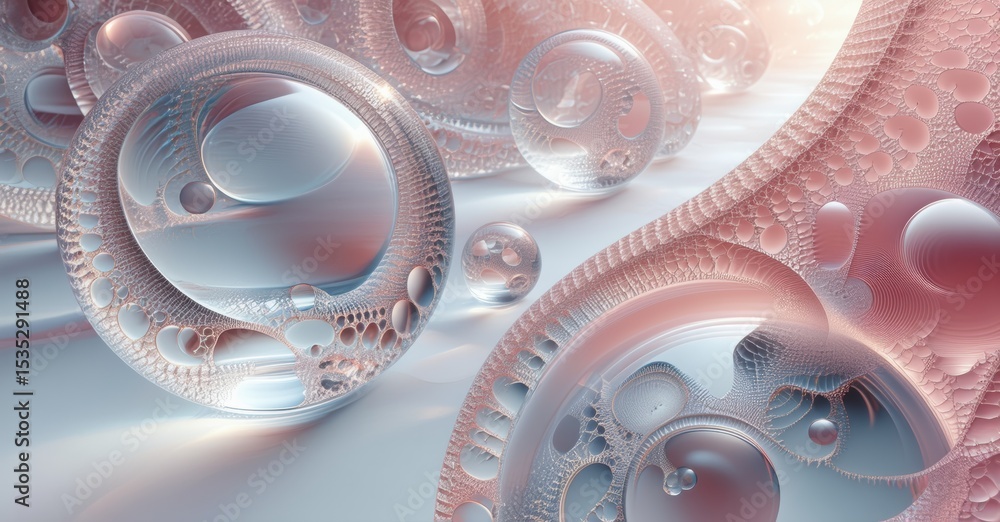Poster abstract fractal design. swirling shapes, soft colors, complex geometry. light reflects off smooth s