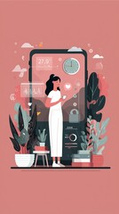 Digital Wellness for Gen Z illustrated with daily digital routine and healthy habits, flat design vector art