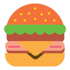 Orange Bun Sesame Seed Burger Cheese Tomato Patty hamburger