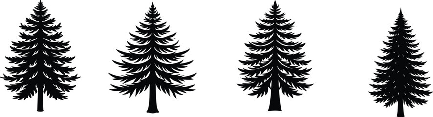 a bundle of pine trees on white background