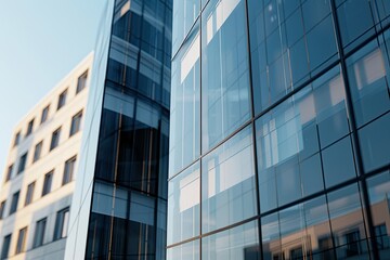 Detailed Color Image of Modern Office Buildings in City