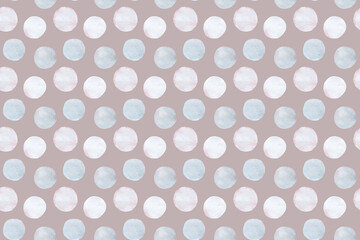 Seamless pattern of blue watercolor circles. Abstract watercolor background.