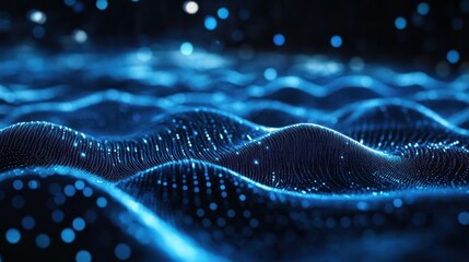 Abstract digital waves in deep blue