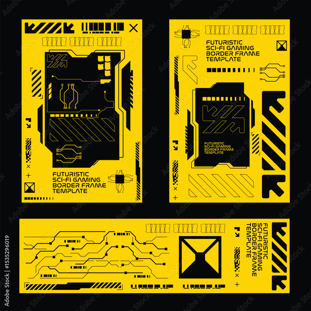 Poster y2k 2000s scifi cyberpunk retro-futuristic layout template set dashboard for ux-ui application, 2d v