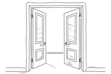door drawing in one continuous line.