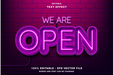 We Are Open Neon Sign Editable Text Effect
