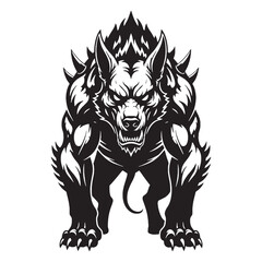 Mysterious Hellhound Dark Silhouette, Hiding Among the Shadows and Waiting - hellhound silhouette - hellhound vector - silhouette of hellhound - Hellhound illustration

