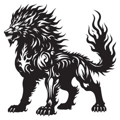 Fototapeta premium Ancient Hellhound Legendary Guardian Form Vector, Showing Its Rough Skin and Long, Pointed Tail - hellhound silhouette - hellhound vector - silhouette of hellhound - Hellhound illustration 