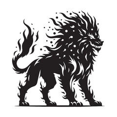 Eerie Dark Hellhound Demon Dog Shape Illustration, Standing Still and Threatening - hellhound silhouette - hellhound vector - silhouette of hellhound
